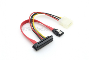 Iki kampo SATA 22pin į užsklendimo SATA 7pin su LP4pin maitinimo kabelis